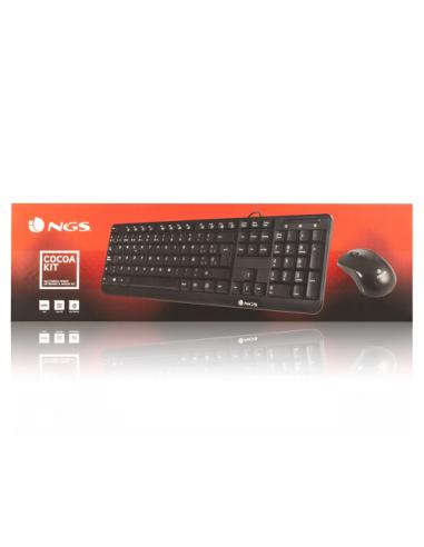 NGS Cocoa Kit, AZERTY, FR teclado Ratón incluido Universal USB Francés Negro