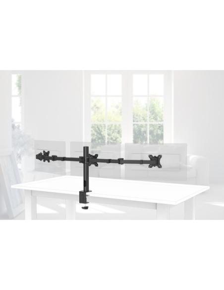 Hama | Soporte para 3 Monitores de 13" a 27" (VESA 75x75-100x100, Inclinación +25°/-25°, Giro 180°, hasta 7kg, Ajustable en Altu