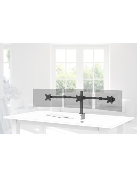 Hama | Soporte para 3 Monitores de 13" a 27" (VESA 75x75-100x100, Inclinación +25°/-25°, Giro 180°, hasta 7kg, Ajustable en Altu