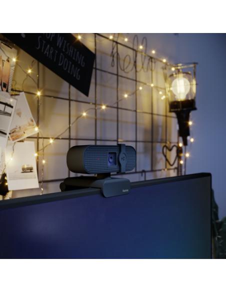 Hama | PC Webcam "C 400", calidad FULL HD, con micrófono y base para montar en pantalla, color negro.