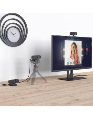 Hama | PC Webcam "C 400", calidad FULL HD, con micrófono y base para montar en pantalla, color negro.