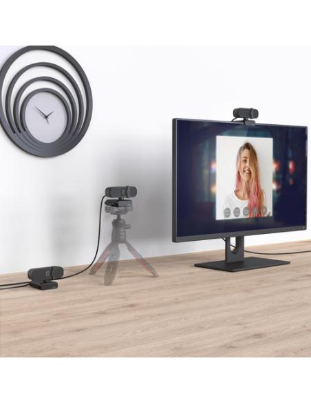 Hama | PC Webcam "C 400", calidad FULL HD, con micrófono y base para montar en pantalla, color negro.