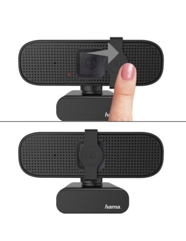 Hama | PC Webcam "C 400", calidad FULL HD, con micrófono y base para montar en pantalla, color negro.