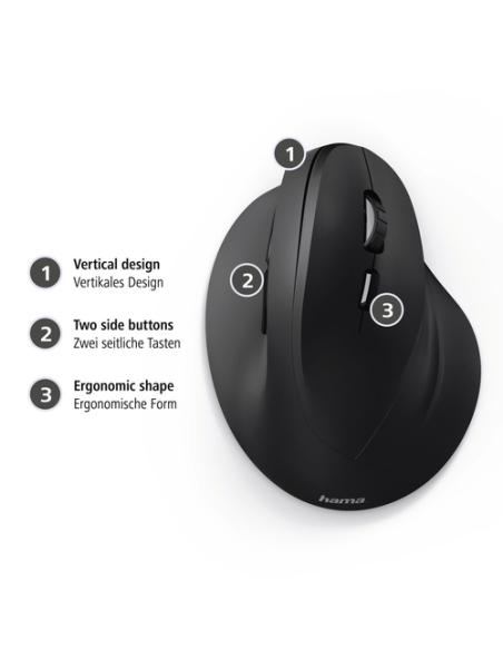 Hama | Ratón EMC-500 con cable, ratón ergonómico, hasta 1800 ppp, 6 botones, color Negro