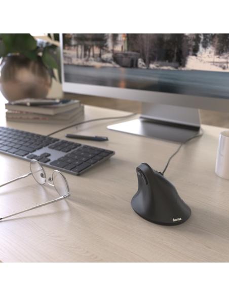 Hama | Ratón EMC-500 con cable, ratón ergonómico, hasta 1800 ppp, 6 botones, color Negro
