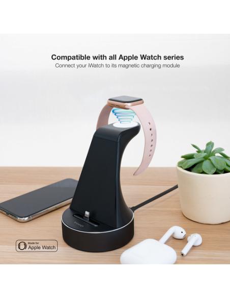 TooQ Base de Carga para Apple Watch y iPhone, Negro