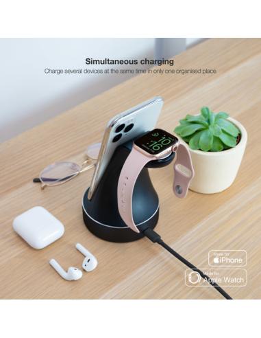 TooQ Base de Carga para Apple Watch y iPhone, Negro