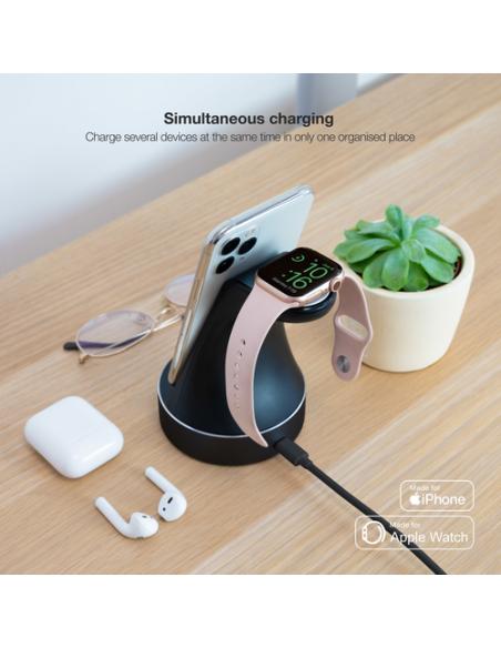 TooQ Base de Carga para Apple Watch y iPhone, Negro