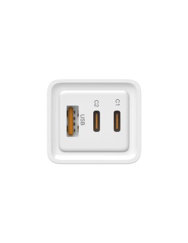 Leotec Cargador 65W GaN 2 USB-C PD + 1 USB-A Blanco