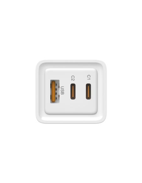 Leotec Cargador 65W GaN 2 USB-C PD + 1 USB-A Blanco