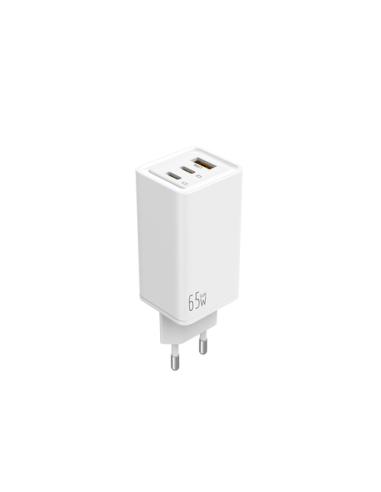 Leotec Cargador 65W GaN 2 USB-C PD + 1 USB-A Blanco