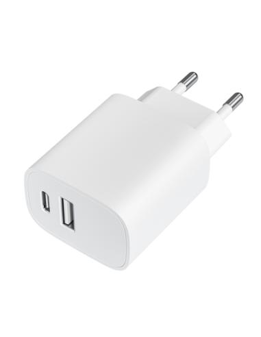 Leotec Cargador 20W 1xUSB-C PD + 1x USB-A Blanco