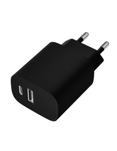 Leotec Cargador 20W 1xUSB-C PD + 1x USB-A Negro