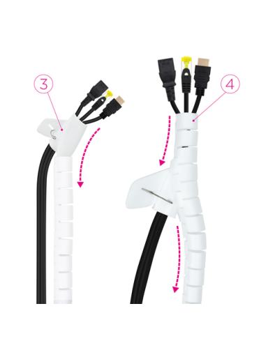 Nanocable Organizador de Cables Flexible 25 mm, Blanco, 3 m
