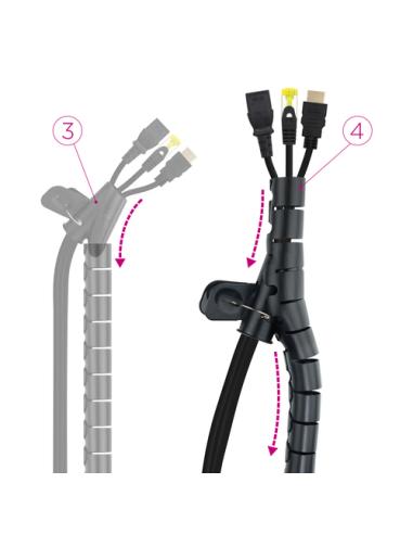 Nanocable Organizador de Cables Flexible 25 mm, Negro, 3 m