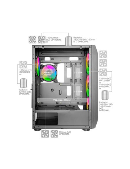 Mars Gaming MC-KX, Torre Gaming Premium E-ATX, Sistema CPU Freezer, 5 Ventiladores ARGB Ultra-silenciosos, Controladora ARGB y M