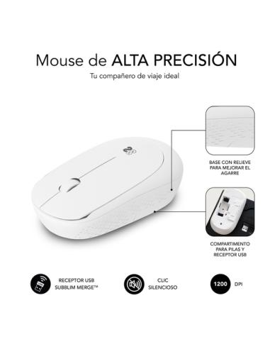 SUBBLIM Ratón Business Plus Silencioso inalámbrico 2.4G 1200 DPI Blanco