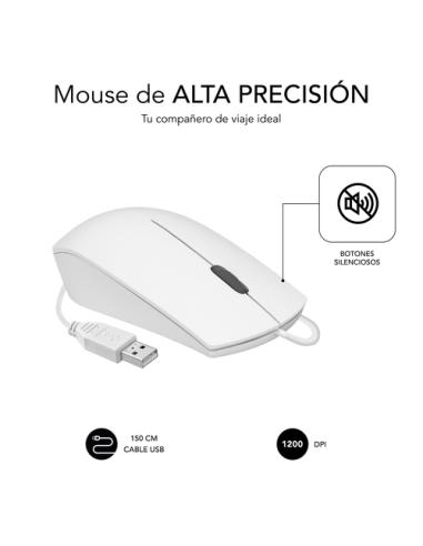 SUBBLIM Ratón Business Silencioso con cable USB 1200 DPI Blanco