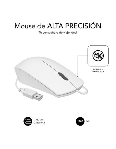 SUBBLIM Ratón Business Silencioso con cable USB 1200 DPI Blanco