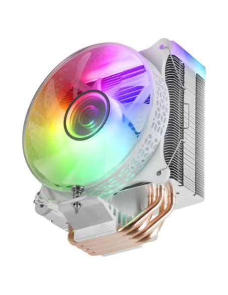Mars Gaming MCPU-VR, Disipador CPU, Doble Espejo Infinito ARGB, 4 Heatpipes HCT, TDP 180 W, Ventilador Ultra-silencioso PWM 12 c