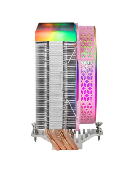 Mars Gaming MCPU-VR Rosa, Disipador CPU, Doble Espejo Infinito ARGB, 4 Heatpipes HCT, TDP 180W, Ventilador Ultra-silencioso PWM 