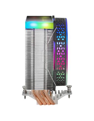 Mars Gaming MCPU-VR Negro, Disipador CPU, Doble Espejo Infinito ARGB, 4 Heatpipes HCT, TDP 180W, Ventilador Ultra-silencioso PWM