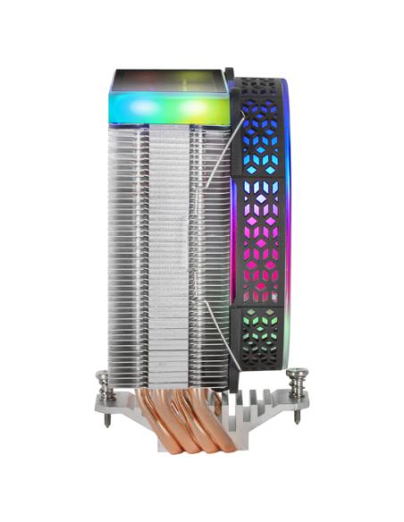 Mars Gaming MCPU-VR Negro, Disipador CPU, Doble Espejo Infinito ARGB, 4 Heatpipes HCT, TDP 180W, Ventilador Ultra-silencioso PWM