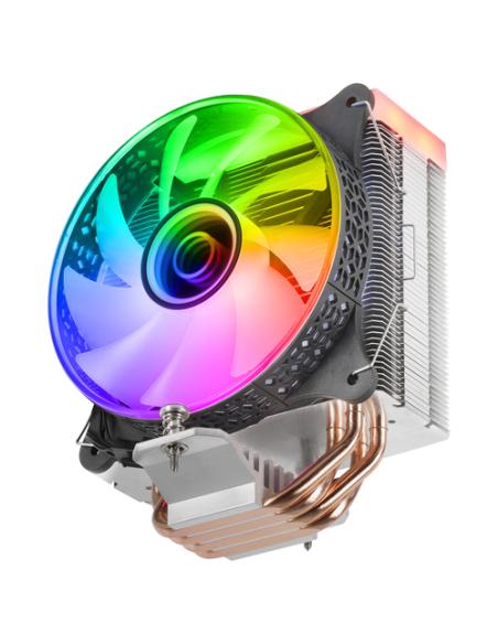 Mars Gaming MCPU-VR Negro, Disipador CPU, Doble Espejo Infinito ARGB, 4 Heatpipes HCT, TDP 180W, Ventilador Ultra-silencioso PWM