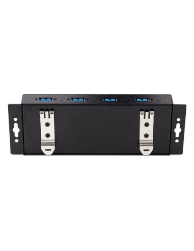 StarTech.com Hub Industrial USB 3.0 de 5Gbps de 4 Puertos - Concentrador USB con Protección de Picos y Descargas ESD - Ladrón US