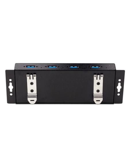 StarTech.com Hub Industrial USB 3.0 de 5Gbps de 4 Puertos - Concentrador USB con Protección de Picos y Descargas ESD - Ladrón US