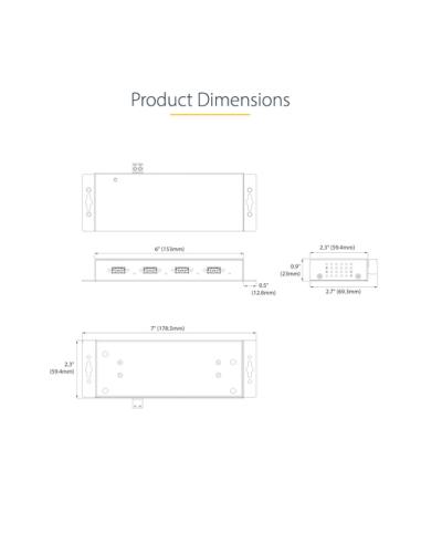 StarTech.com Hub Industrial USB 3.0 de 5Gbps de 4 Puertos - Concentrador USB con Protección de Picos y Descargas ESD - Ladrón US