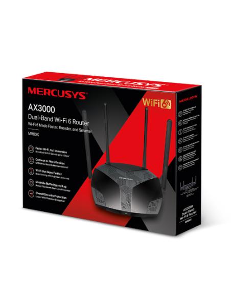 Mercusys MR80X router inalámbrico Gigabit Ethernet Doble banda (2,4 GHz / 5 GHz) Negro