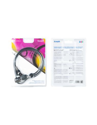 TooQ Cable de Seguridad con Llave para Portátiles 1.5 metros, Gris Oscuro