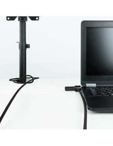 TooQ Cable de Seguridad con Combinación para Portátiles 1.5 metros, Color Gris Oscuro