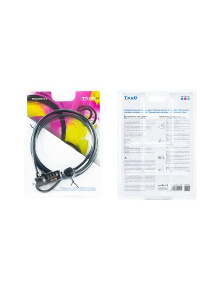 TooQ Cable de Seguridad con Combinación para Portátiles 1.5 metros, Color Gris Oscuro