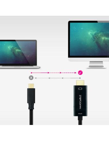 Nanocable Cable Conversor USB-C a HDMI 1.4 4K@30HZ 3 m, Negro