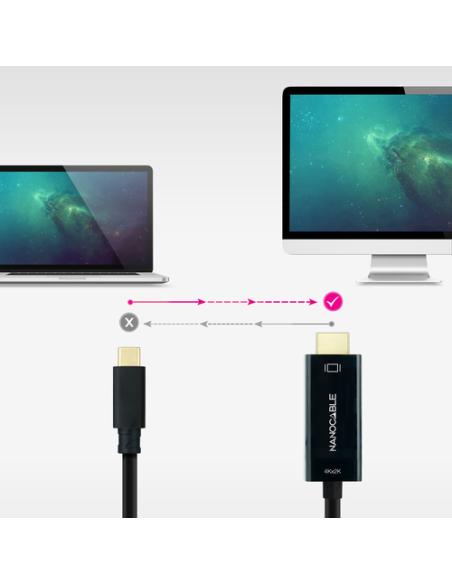 Nanocable Cable Conversor USB-C a HDMI 1.4 4K@30HZ 3 m, Negro