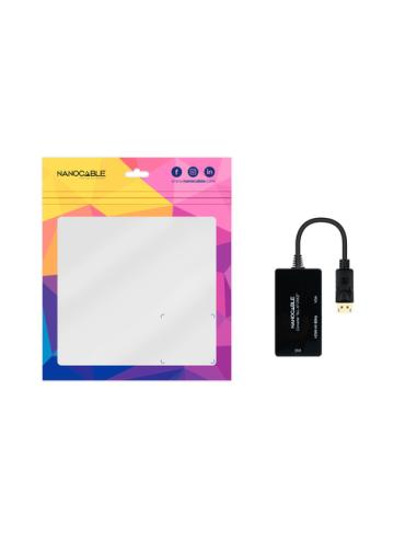 Nanocable Conversor DISPLAYPORT a HDMI/DVI/VGA, 20 cm, Negro