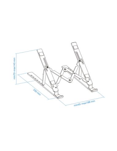 TooQ Soporte Elevador para Portátiles, Tablets, Móviles y Libros, Gris