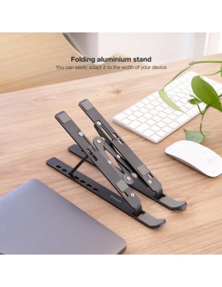 TooQ Soporte Elevador para Portátiles, Tablets, Móviles y Libros, Gris