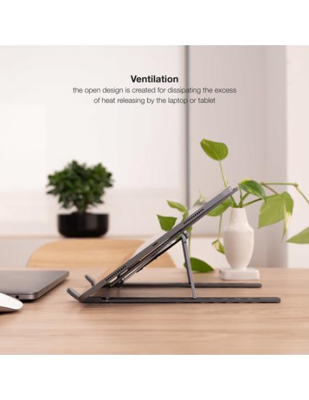 TooQ Soporte Elevador para Portátiles, Tablets, Móviles y Libros, Gris