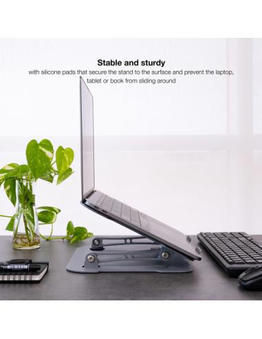 TooQ Soporte Elevador de Aluminio Ajustable Ergonómico para Portátiles, Gris