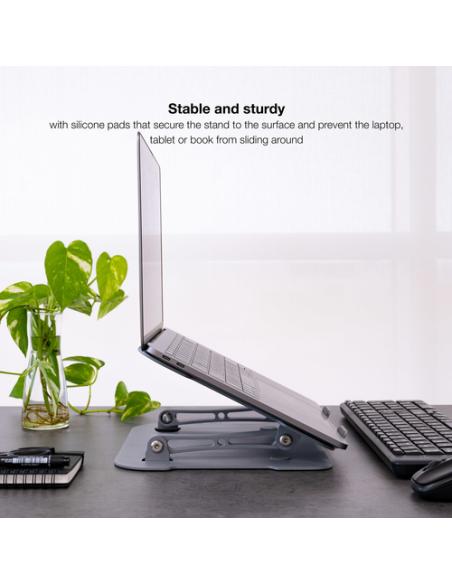 TooQ Soporte Elevador de Aluminio Ajustable Ergonómico para Portátiles, Gris