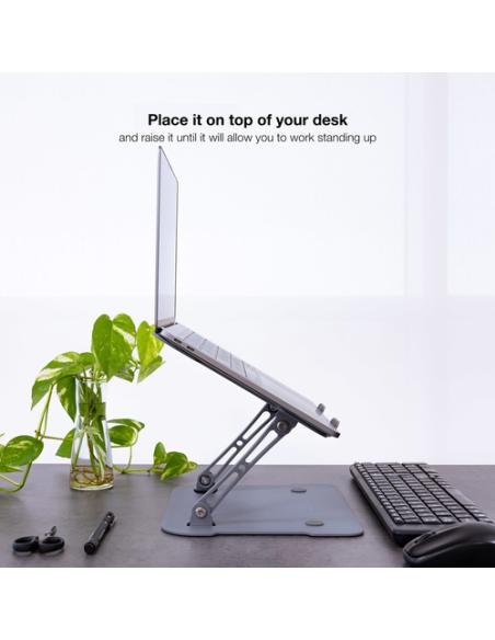 TooQ Soporte Elevador de Aluminio Ajustable Ergonómico para Portátiles, Gris