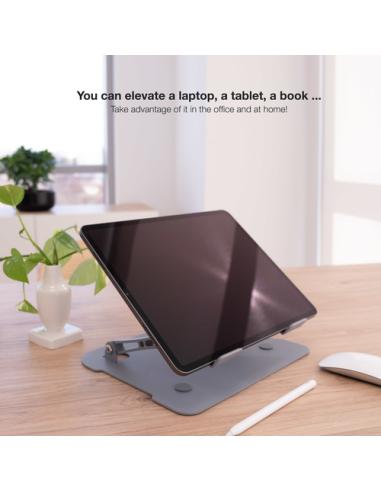 TooQ Soporte Elevador de Aluminio Ajustable Ergonómico para Portátiles, Gris
