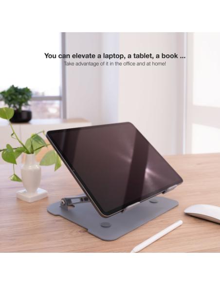 TooQ Soporte Elevador de Aluminio Ajustable Ergonómico para Portátiles, Gris