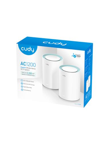 Cudy M1300 2-PACK sistema Wi-Fi Mesh (Wi-Fi en malla) Doble banda (2,4 GHz / 5 GHz) Wi-Fi 5 (802.11ac) Blanco 1 Interno