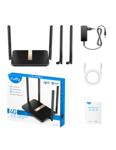 Cudy LT500D router inalámbrico Ethernet rápido Doble banda (2,4 GHz / 5 GHz) 4G Negro