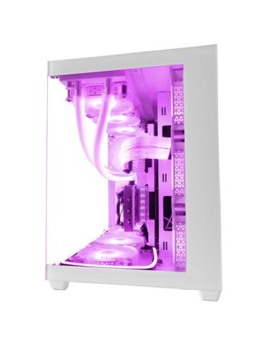 Mars Gaming MCV4 Blanco, Torre Gaming Custom XXL E-ATX, Ventana Cristal Templado Lateral y Frontal Sin Marco, Estructura Modular