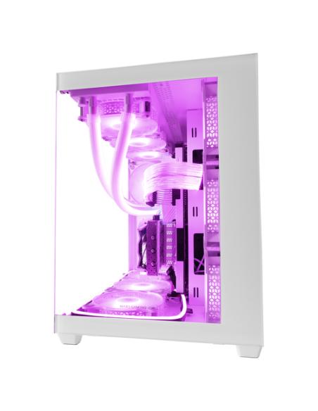Mars Gaming MCV4 Blanco, Torre Gaming Custom XXL E-ATX, Ventana Cristal Templado Lateral y Frontal Sin Marco, Estructura Modular